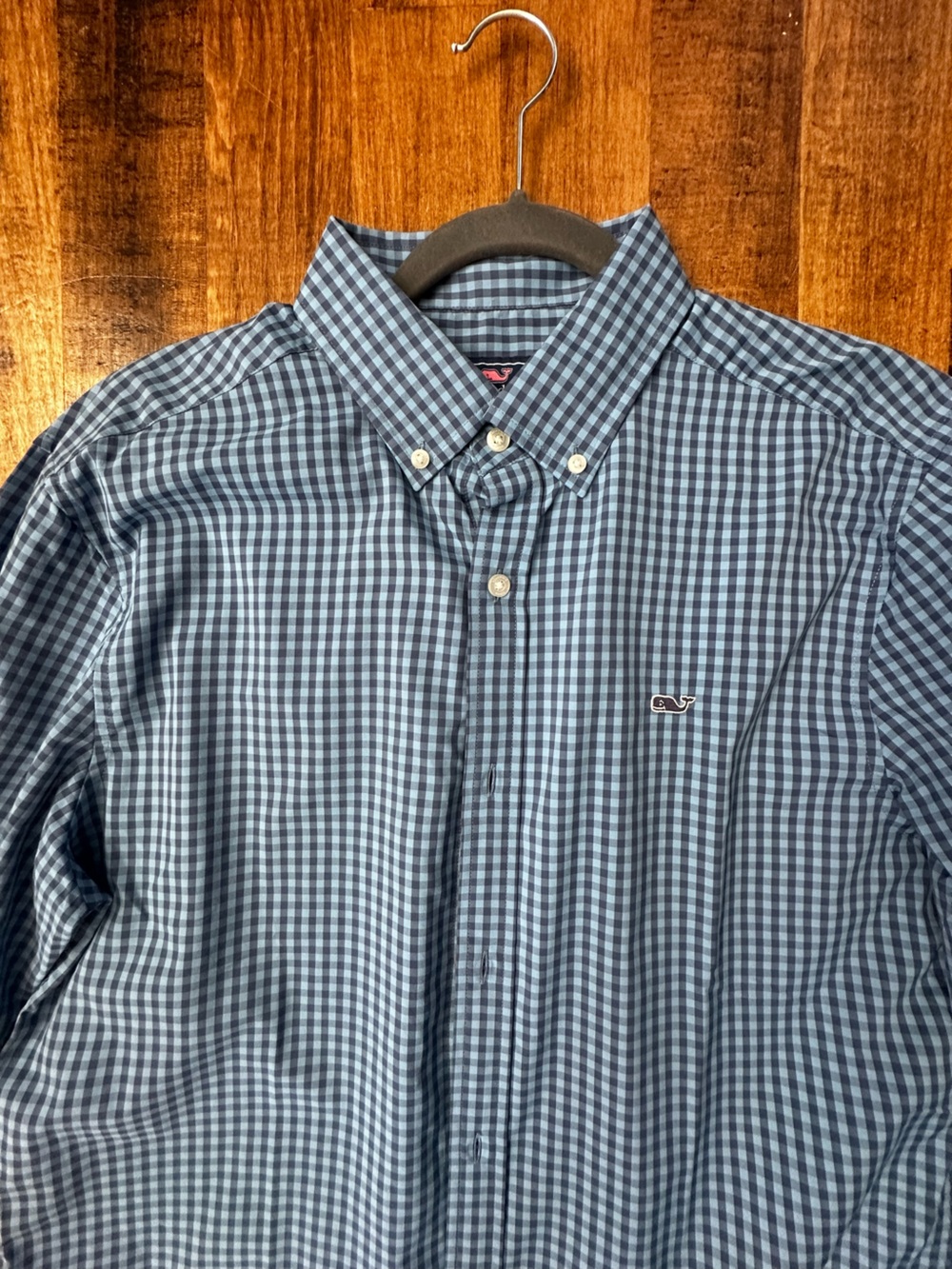 Vineyard Vines Blue and Navy Gingham Button-Down Shirt super lightweight!